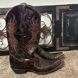 Corral Men's Western Boots Embroidery Black Red Leather R1158 Size 9 D